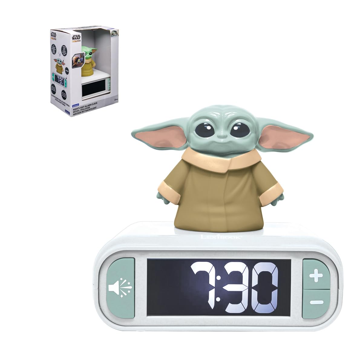 Lexibook, Star Wars, Wekker - Nachtlampje Grogu met geluidseffecten, Groen, RL800SW