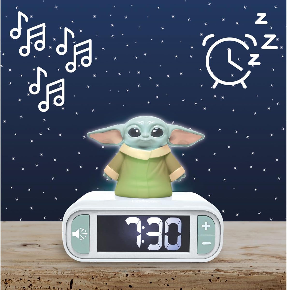Lexibook, Star Wars, Wekker - Nachtlampje Grogu met geluidseffecten, Groen, RL800SW