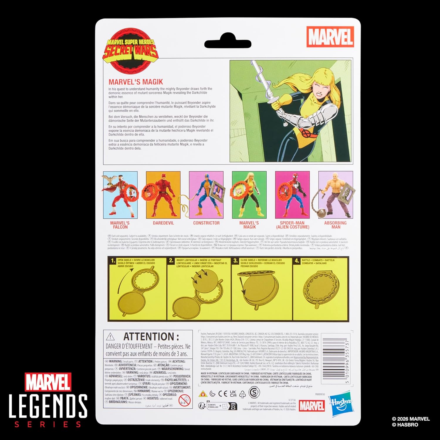 Marvel Legends Series, Figurine de Collection Secret Wars Magik de 15 cm avec Bouclier lenticulaire, inspirée des Bandes dessinées X-Men and New Mutants