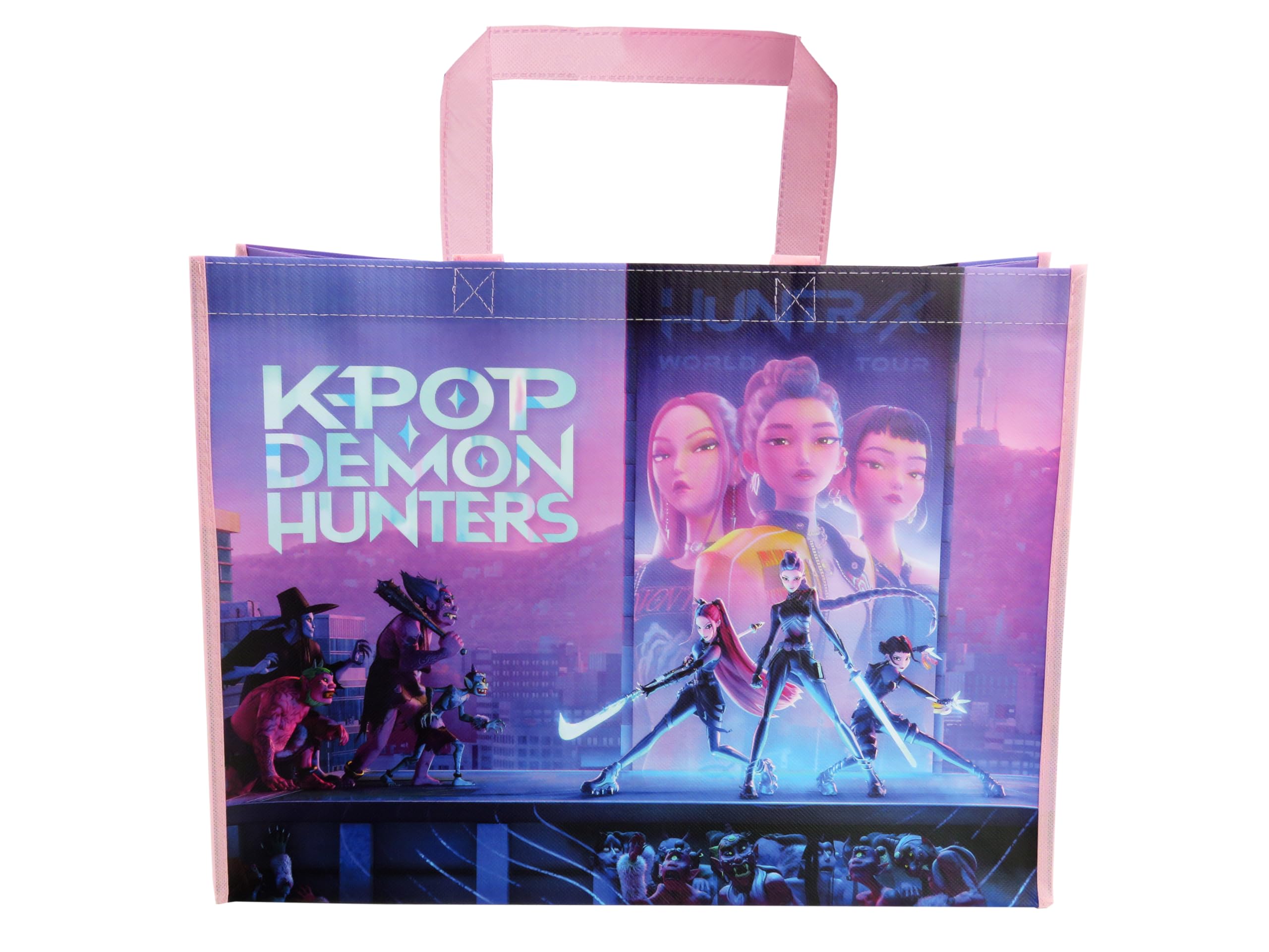 CYP Brands - K-Pop Demon Hunters Shopping Bag, Multicoloured, Saja Boys, Derpy, Reusable Bag, Tote Bag Resistant, Official Product