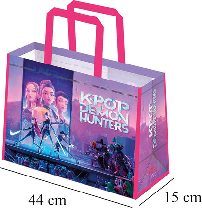 CYP Brands - K-Pop Demon Hunters Shopping Bag, Multicoloured, Saja Boys, Derpy, Reusable Bag, Tote Bag Resistant, Official Product