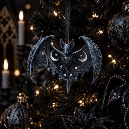 House of Obscura Gothic Hanging Ornament – Resin Dark Fantasy Decoration Collection (Lunar Wing Bat