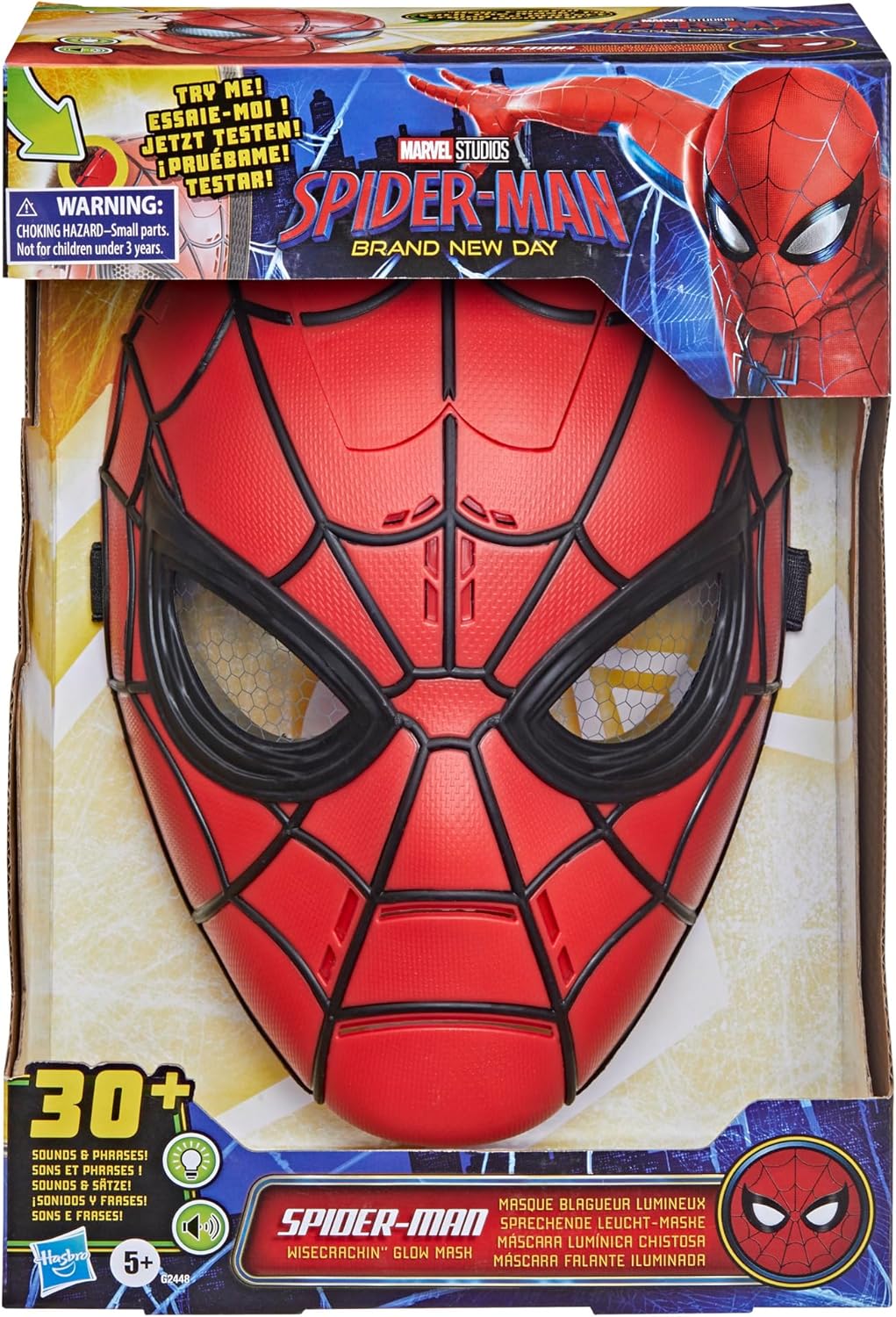 Marvel Studios Spider-Man: Brand New Day Wisecrackin’ Glow Mask, Electronic Role-play Toy, Super Hero Costume Mask and Toys for Kids, Ages 5+