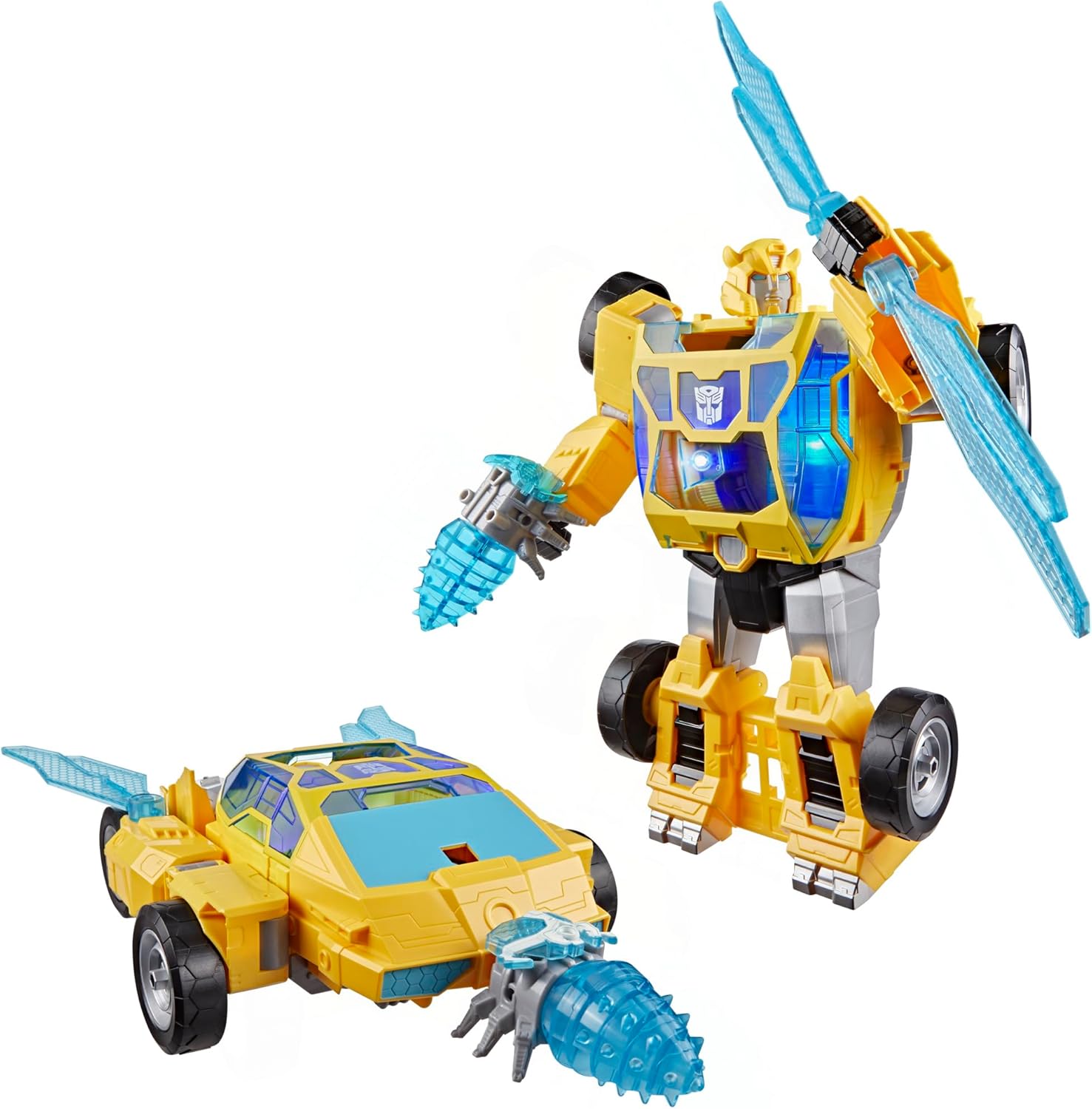 Transformers CYBERWORLD Bumblebee Power Spark, Energon Surge | 28 cm Action Figure with Lights and Sounds | Quick Change from Robot to Vehicle | 6+