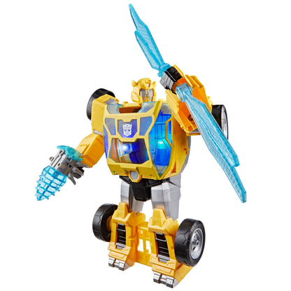 Transformers CYBERWORLD Bumblebee Power Spark, Energon Surge | 28 cm Action Figure with Lights and Sounds | Quick Change from Robot to Vehicle | 6+