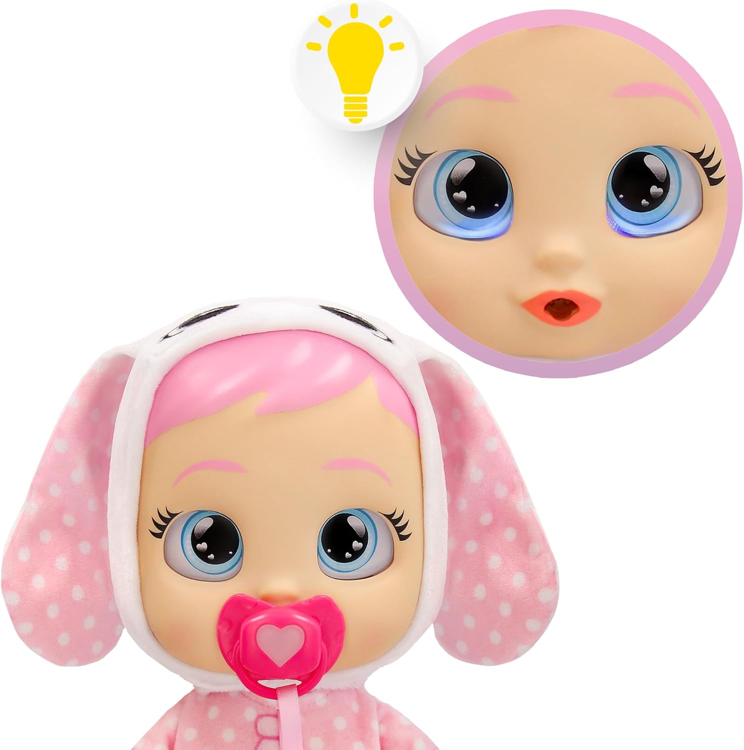 CRY Babies Coney Interaktive Puppe Hilf Coney bei ihren ersten Schritten – sie gibt über 10 Laute und Reaktionen von Sich und kann leuchtende LED-Tränen weinen. Kinder ab 3 Jahren.