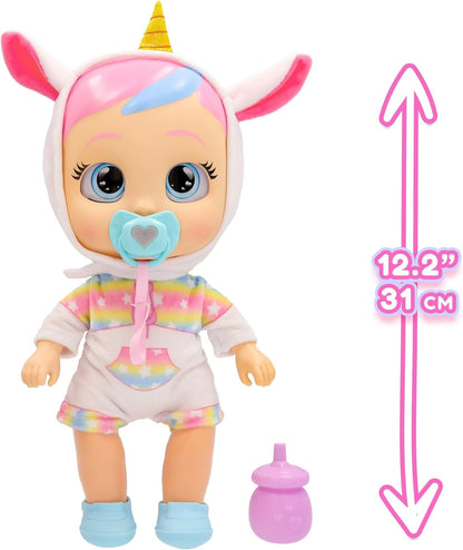Cry Babies Dreamy Interaktive Puppe Hilf Dreamy bei ihren ersten Schritten – sie gibt über 10 Laute und Reaktionen von Sich und kann leuchtende LED-Tränen weinen. Kinder ab 3 Jahren.