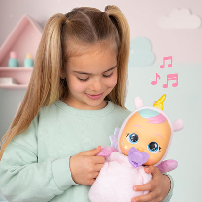 CRY Babies Luna & Poppy Interaktive Puppe Kinderleichtes Einschlafen mit Goodnight Friends Luna und Poppy, mit magischen Lichtern, sanften Babylauten und Schlafliedern. Kinder ab 3 Jahren