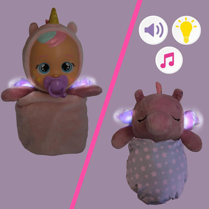 CRY Babies Luna & Poppy Interaktive Puppe Kinderleichtes Einschlafen mit Goodnight Friends Luna und Poppy, mit magischen Lichtern, sanften Babylauten und Schlafliedern. Kinder ab 3 Jahren
