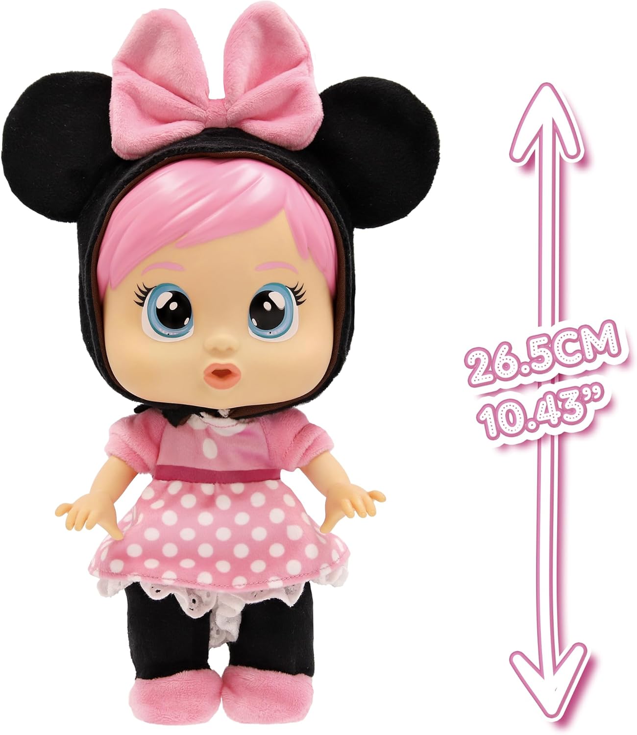 Cry Babies Disney Minnie Baby-Puppe Loving Care inspiriert von Minnie Mouse, inklusive 3 Zubehörteilen und weint echte Tränen. Kinder ab 3 Jahren.