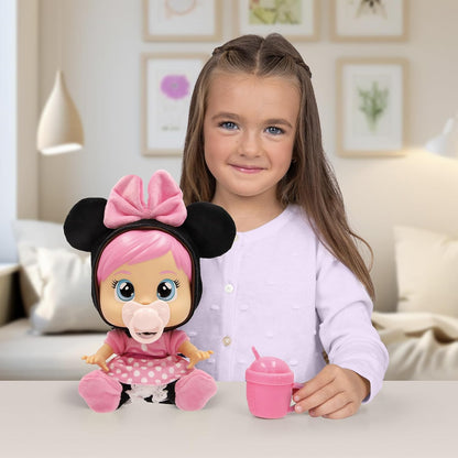 Cry Babies Disney Minnie Baby-Puppe Loving Care inspiriert von Minnie Mouse, inklusive 3 Zubehörteilen und weint echte Tränen. Kinder ab 3 Jahren.