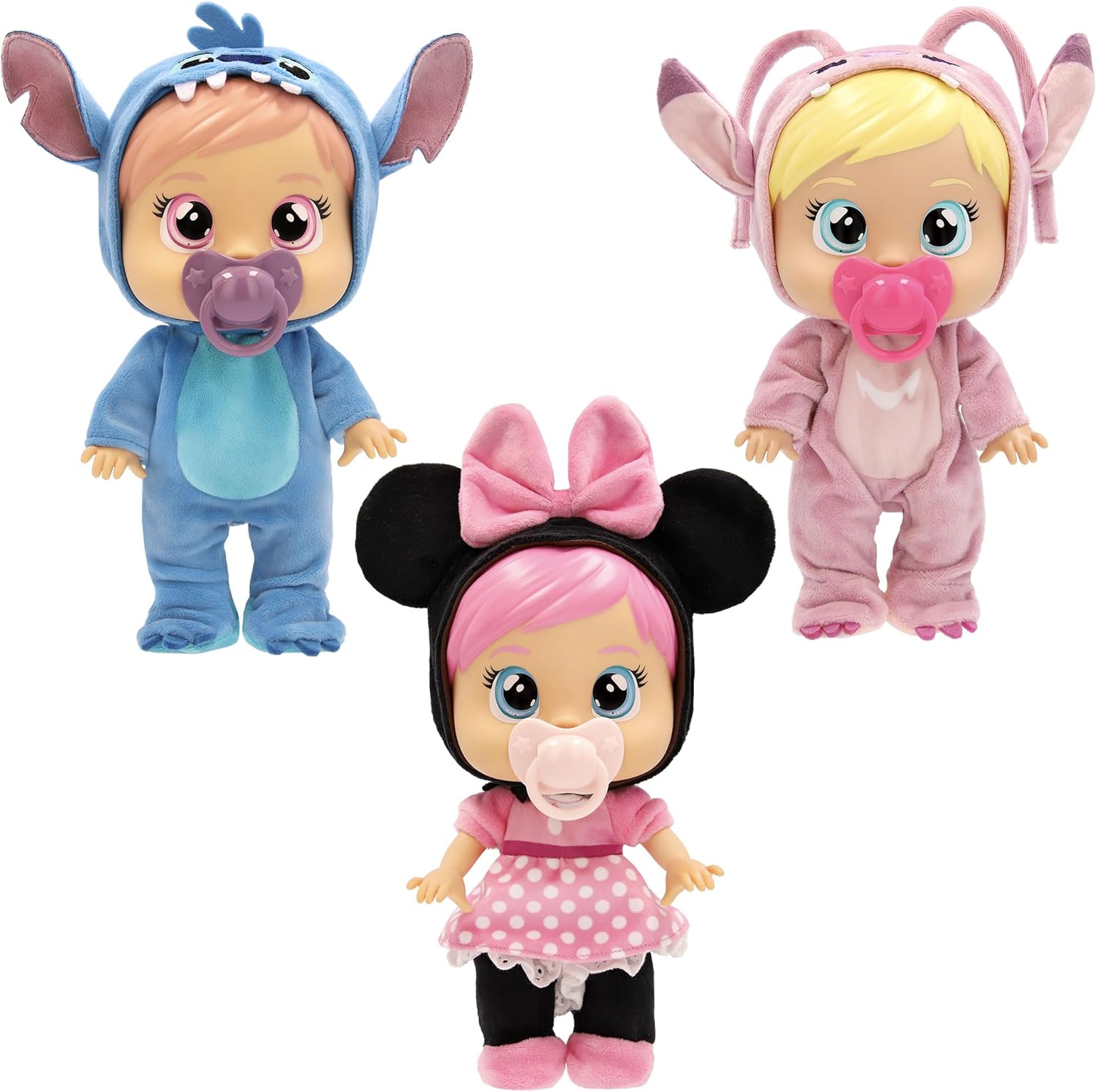 Cry Babies Disney Stitch Baby-Puppe Loving Care inspiriert von Stitch, inklusive 3 Zubehörteilen und weint echte Tränen. Kinder ab 3 Jahren.