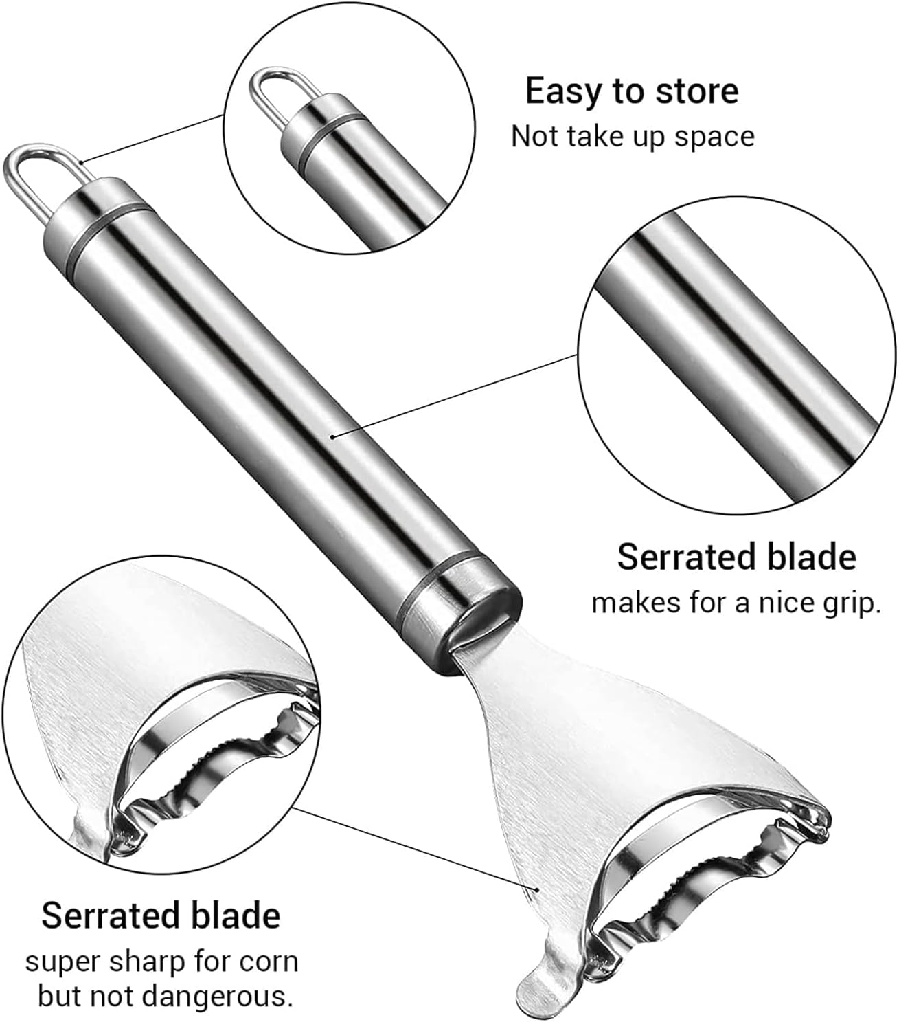 rapsigo Stainless Steel Corn Peeler Tool | Manual Corn Kernel Remover Stripper | Sharp Blade Handheld Corn Cutter for Kitchen Cooking Prep