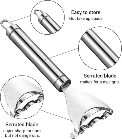 rapsigo Stainless Steel Corn Peeler Tool | Manual Corn Kernel Remover Stripper | Sharp Blade Handheld Corn Cutter for Kitchen Cooking Prep