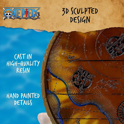 Nemesis Now One Piece Luffy Jolly Roger LED Lamp - Officially Licensed Hand Painted USB-C Straw Hat Pirates Resin Desk Light with Map Reverse, 20.2cm