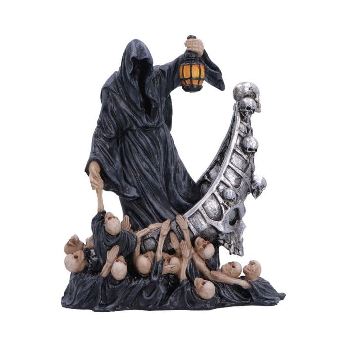 Nemesis Now Final Passage Gothic Reaper Figurine - Hand Painted Polyresin Dark Fantasy Collectible Statue with Lantern, 22.5cm