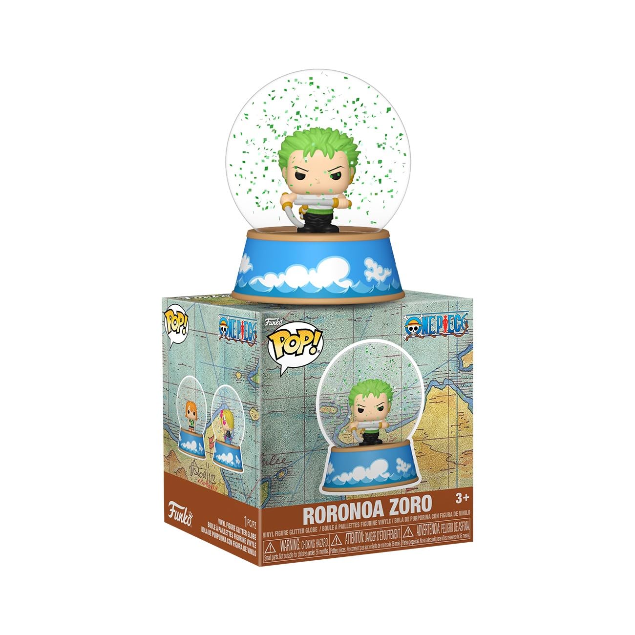 Funko Pop! Mini Glitter Globes: One Piece - Zoro - Collectable Vinyl Figure - Gift Idea - Official Merchandise - Toys for Kids & Adults - Anime Fans - Model Figure for Collectors and Display