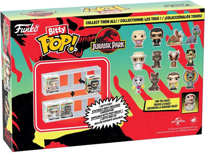 Funko Bitty POP! 4 Pack: Jurassic Park - John Hammond, Tyrannosaurus (Fossil), Stygimoloch, Velociraptor - 1 in 6 Chance of Receiving the Rare Chase Variant - Styles May Vary - 0,9 Zoll (2,2 cm