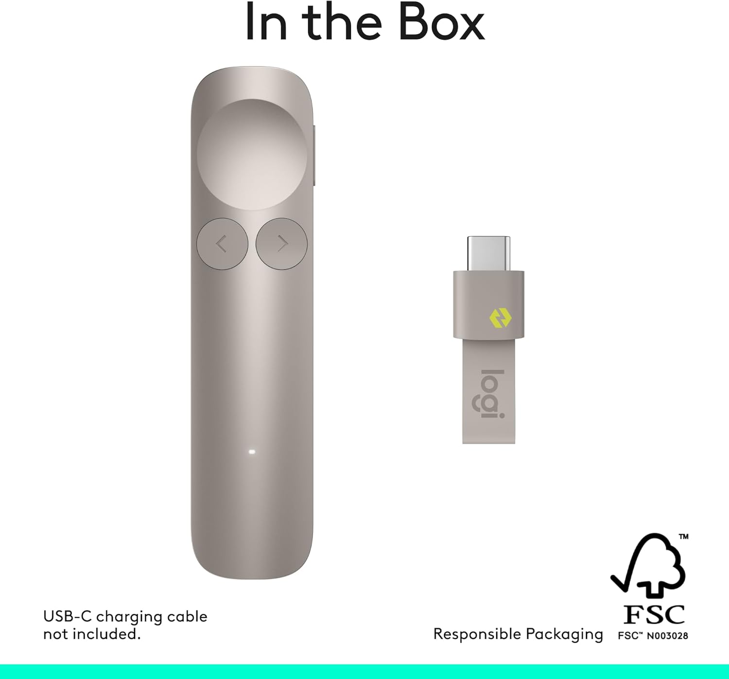 Logitech Spotlight 2 Presentation Remote, Wireless Presentation Clicker with Haptics, Digital Highlighting, Customisable Actions, Laser Pointer, Quick Charge, Bluetooth, and USB-C - Sand
