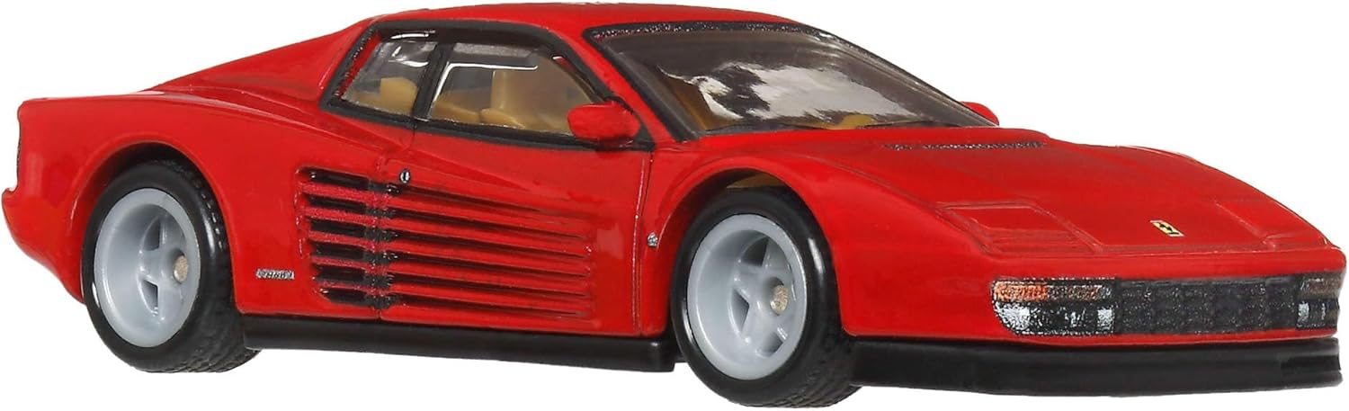 Hot Wheels Premium Car Culture - Testarossa, modellino da collezione in scala 1:64 con telaio in metallo e pneumatici Real Riders, decorazioni premium e dettagli realistici, 3+ anni, JKF00