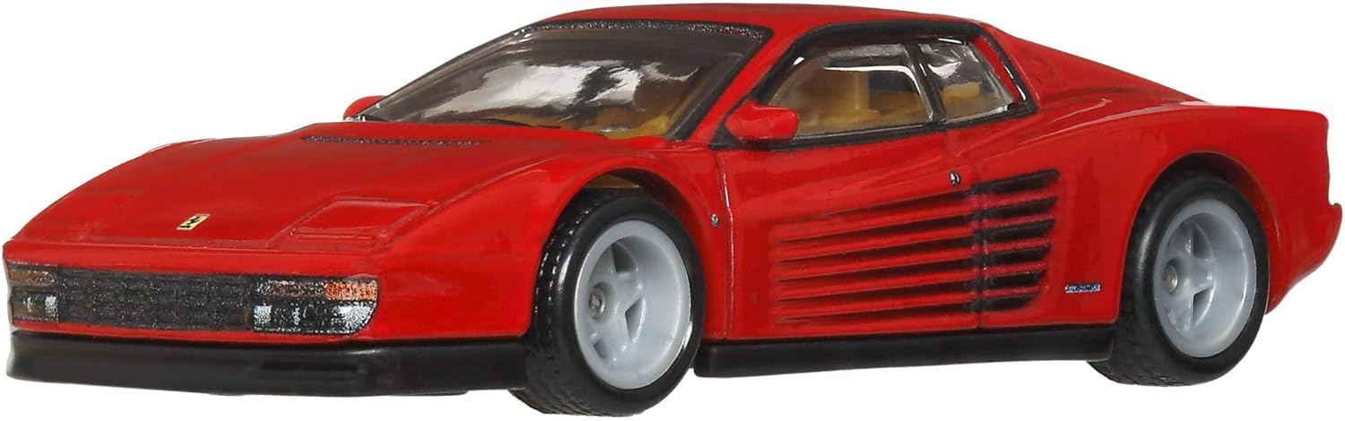Hot Wheels Premium Car Culture - Testarossa, modellino da collezione in scala 1:64 con telaio in metallo e pneumatici Real Riders, decorazioni premium e dettagli realistici, 3+ anni, JKF00