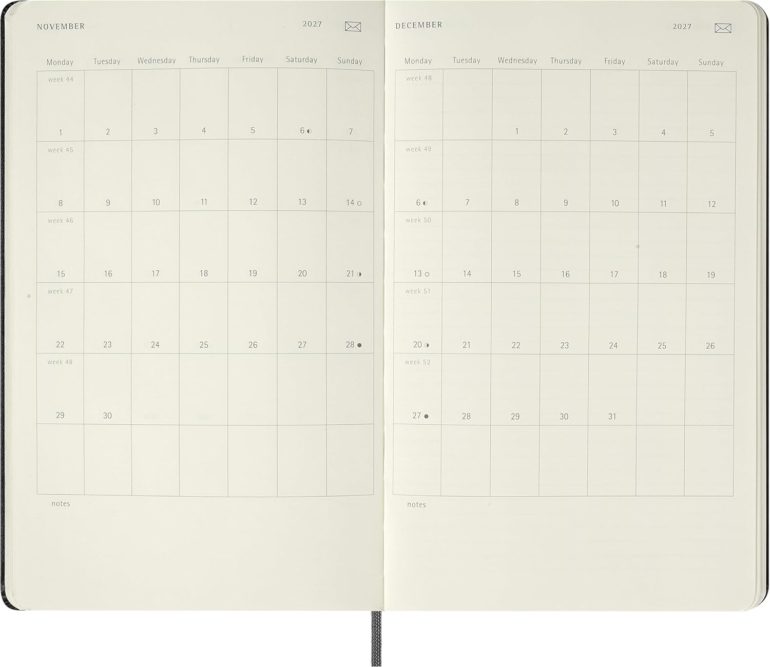 Moleskine Weekly Digital Planner 2027, Hard Cover 12 Month Smart Planner with Elastic Closure, Large 13x21 Cm, Black