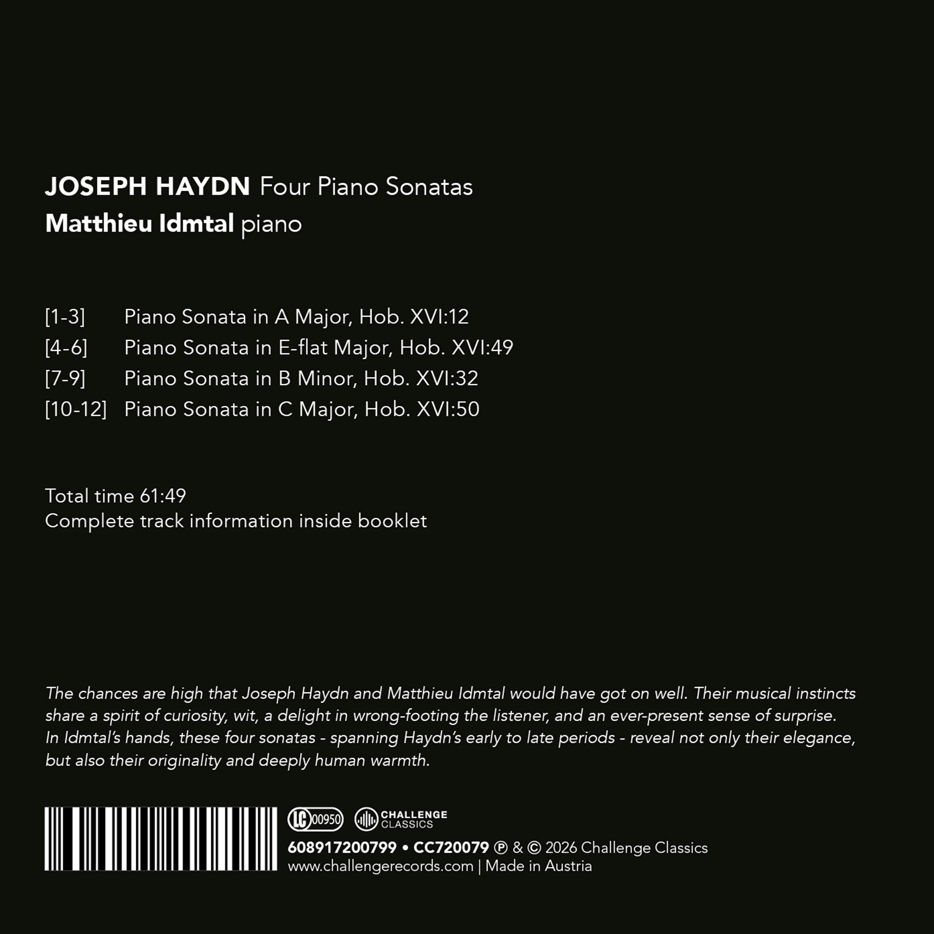 Joseph Haydn: Four Piano Sonatas