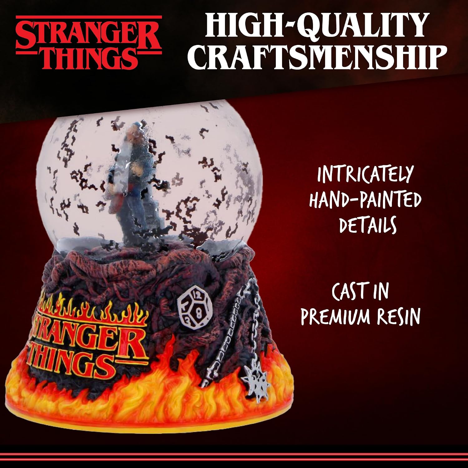 Nemesis Now Stranger Things Eddie's Sacrifice Snow Globe - Officially Licensed Eddie Munson Guitar Scene Hellfire Club Collectible, 14.5cm