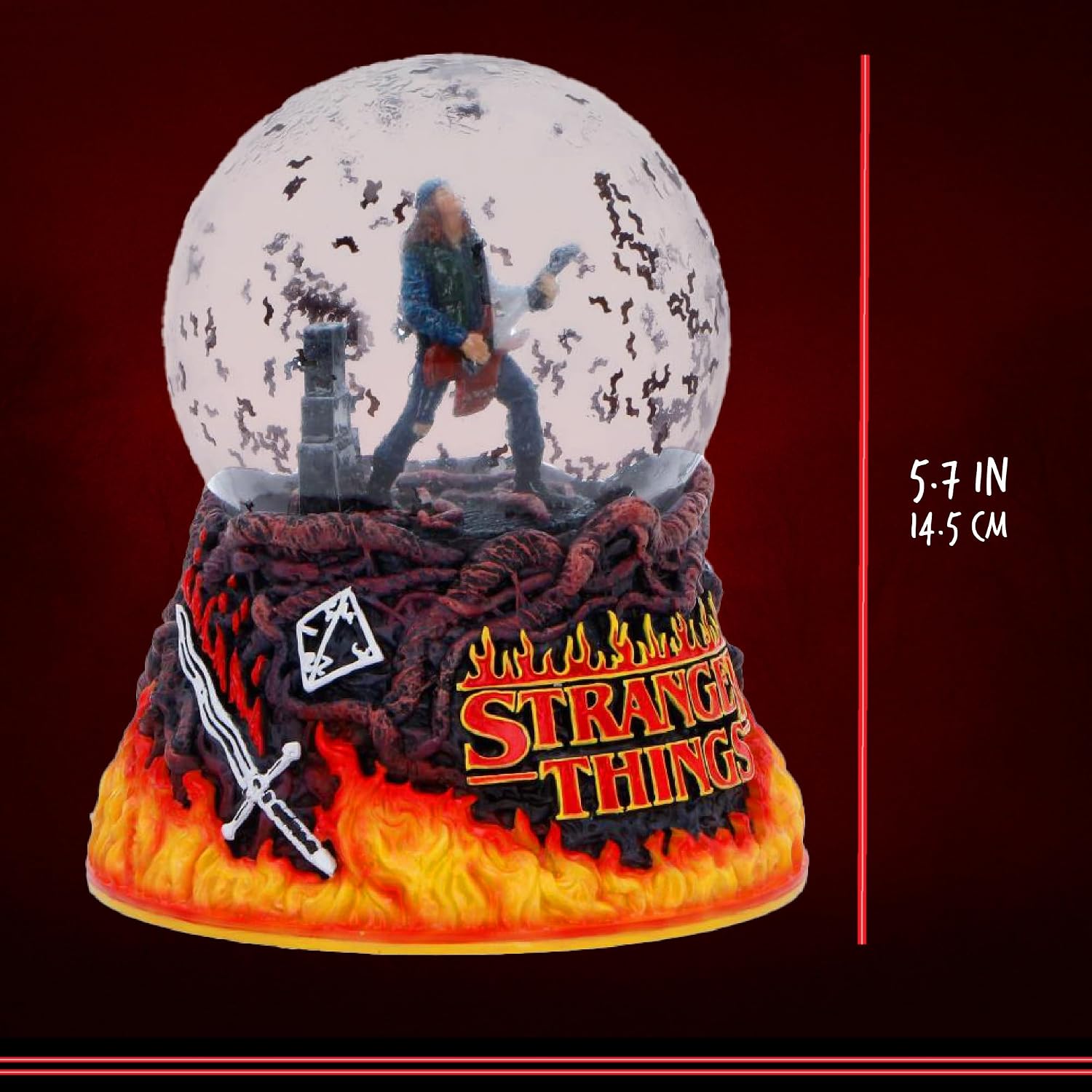Nemesis Now Stranger Things Eddie's Sacrifice Snow Globe - Officially Licensed Eddie Munson Guitar Scene Hellfire Club Collectible, 14.5cm