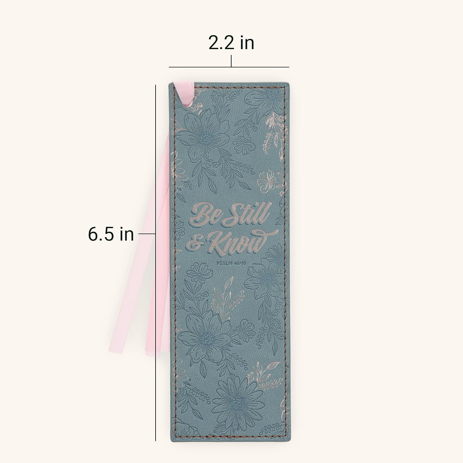 Christian Art Gifts Premium Vegan Leather Inspirational Scripture Bookmark for Women: Be Still & Know Encouraging Bible Verse, Teal Floral