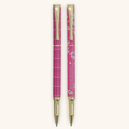 Christian Art Gifts Premium Inspirational Medium Ballpoint Pen Set for Women: Be Still Encouraging Bible Verse, Retractable, Black Ink, Pocket Clip, Pink & White Floral with Gold, 2 Pack