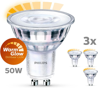 Energiezuinige Philips Led Spot - 50 W - Gu10 - Dimbaar Warmwit Licht - 3 Stuks - Bespaar Op Energiekosten