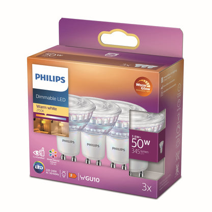 Energiezuinige Philips Led Spot - 50 W - Gu10 - Dimbaar Warmwit Licht - 3 Stuks - Bespaar Op Energiekosten