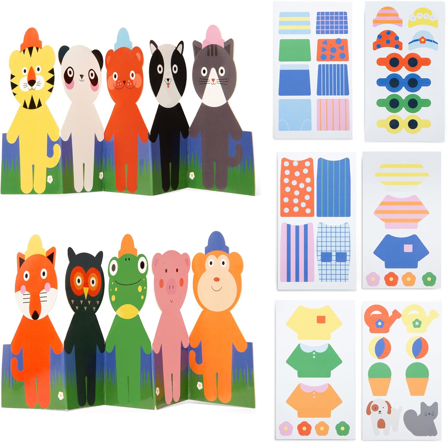 Kikkerland Dierenverkleedstickers - herbruikbaar stickerboek met mix en match - inclusief 10 dieren en 6 vellen stickers (42 in totaal