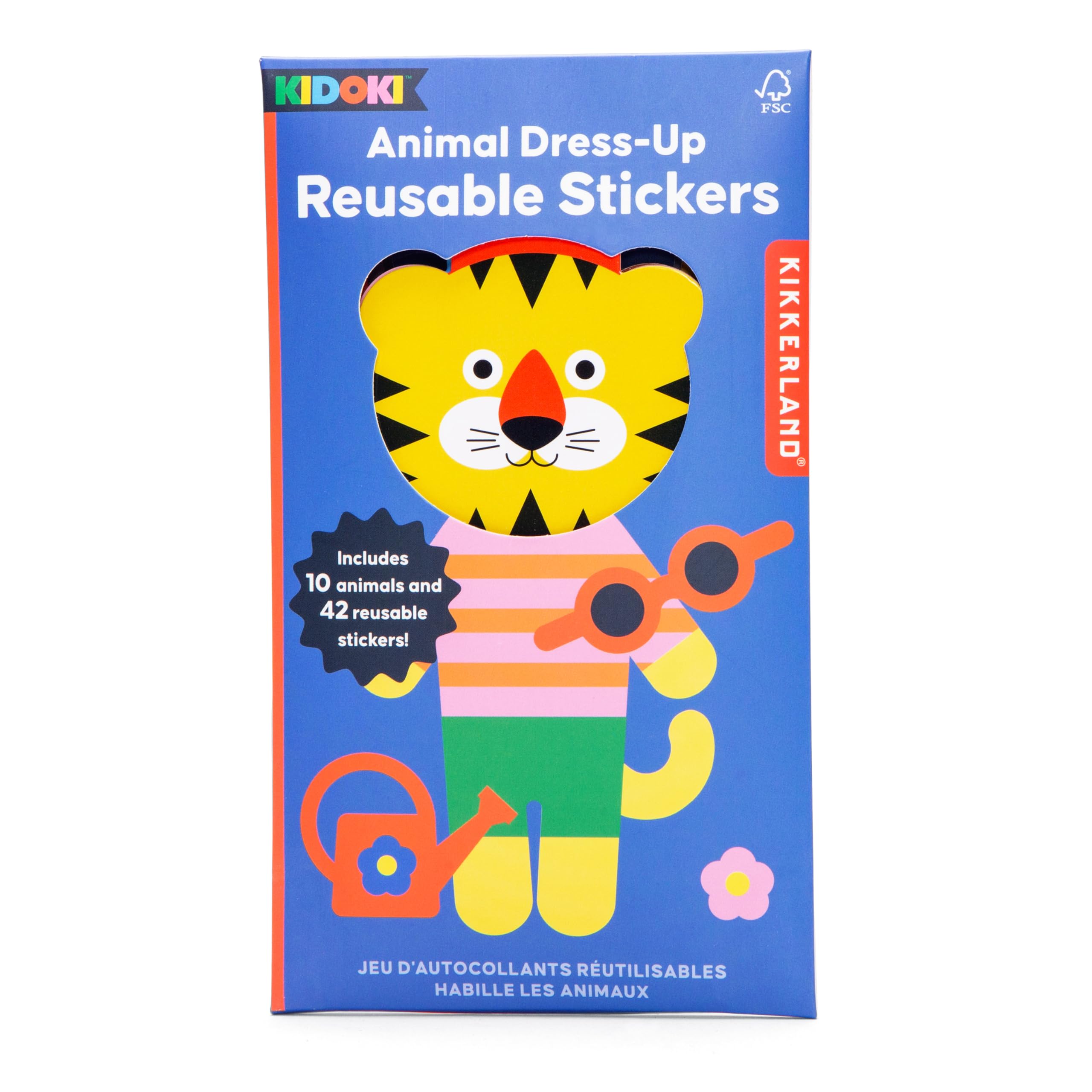 Kikkerland Dierenverkleedstickers - herbruikbaar stickerboek met mix en match - inclusief 10 dieren en 6 vellen stickers (42 in totaal