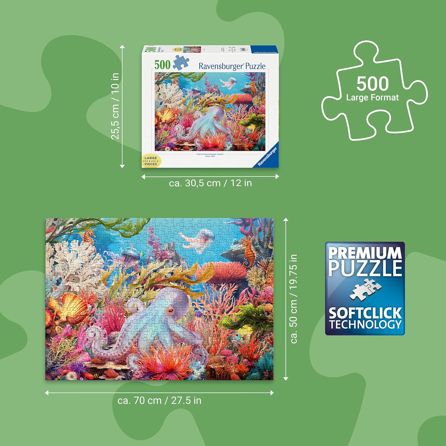 Ravensburger puzzel Reef Life 500XL - kleurrijke onderwaterwereld
