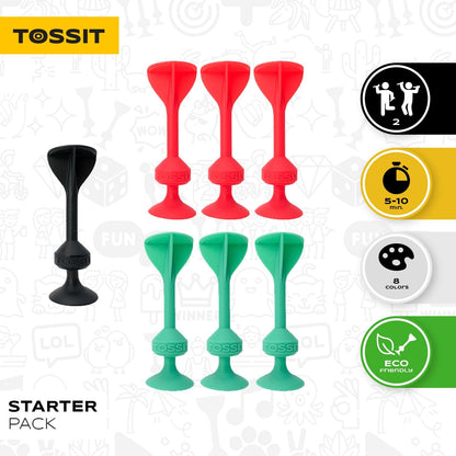TOSSIT Werpspel Met Zuignap, Leuk Spel Voor Binnen En Buiten, Hecht Op Muur, Vloer En Ramen, Alternatief Voor Darts, Petanque En Bocce, Duurzaam Siliconen, Starter Pack