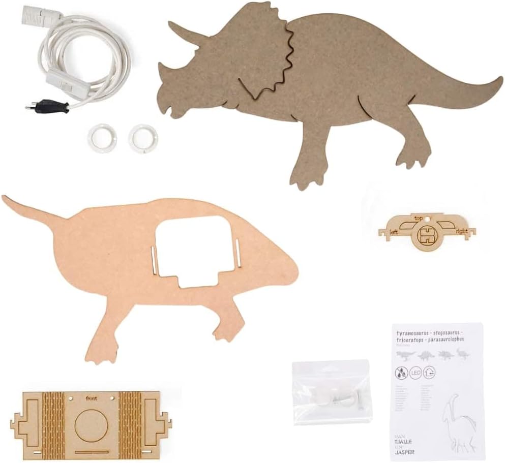 Van Tjalle en Jasper - Van Tjalle en Jasper - Dino Wandlamp Parasaurolopus - Hout