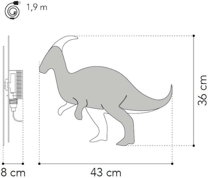 Van Tjalle en Jasper - Van Tjalle en Jasper - Dino Wandlamp Parasaurolopus - Hout