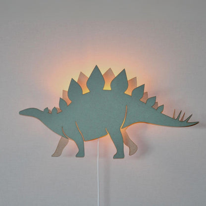Van Tjalle en Jasper - Van Tjalle en Jasper - Dino Wandlamp Stegosaurus - Hout