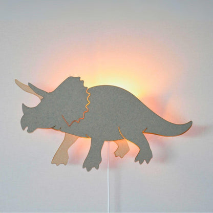 Van Tjalle en Jasper - Van Tjalle en Jasper - Dino Wandlamp Triceratops - Hout