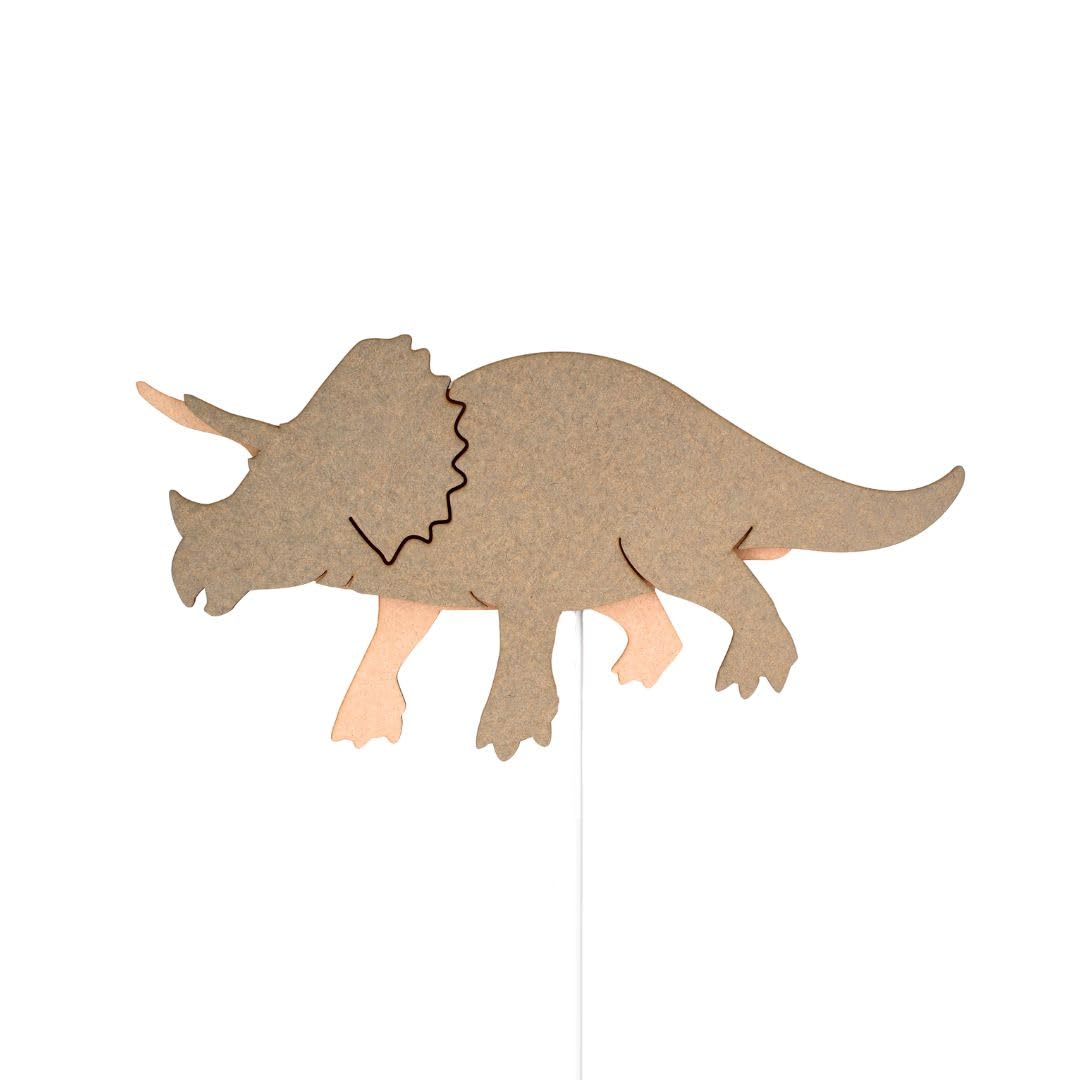 Van Tjalle en Jasper - Van Tjalle en Jasper - Dino Wandlamp Triceratops - Hout