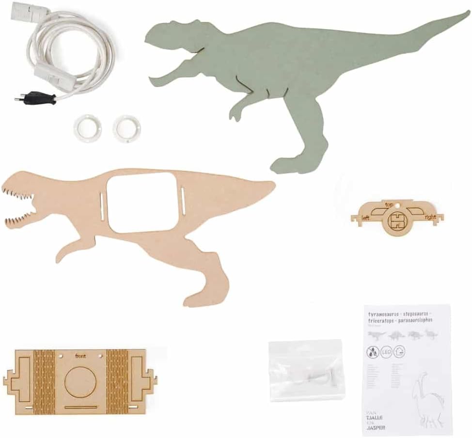Van Tjalle en Jasper - Van Tjalle en Jasper - Dino Wandlamp Triceratops - Hout
