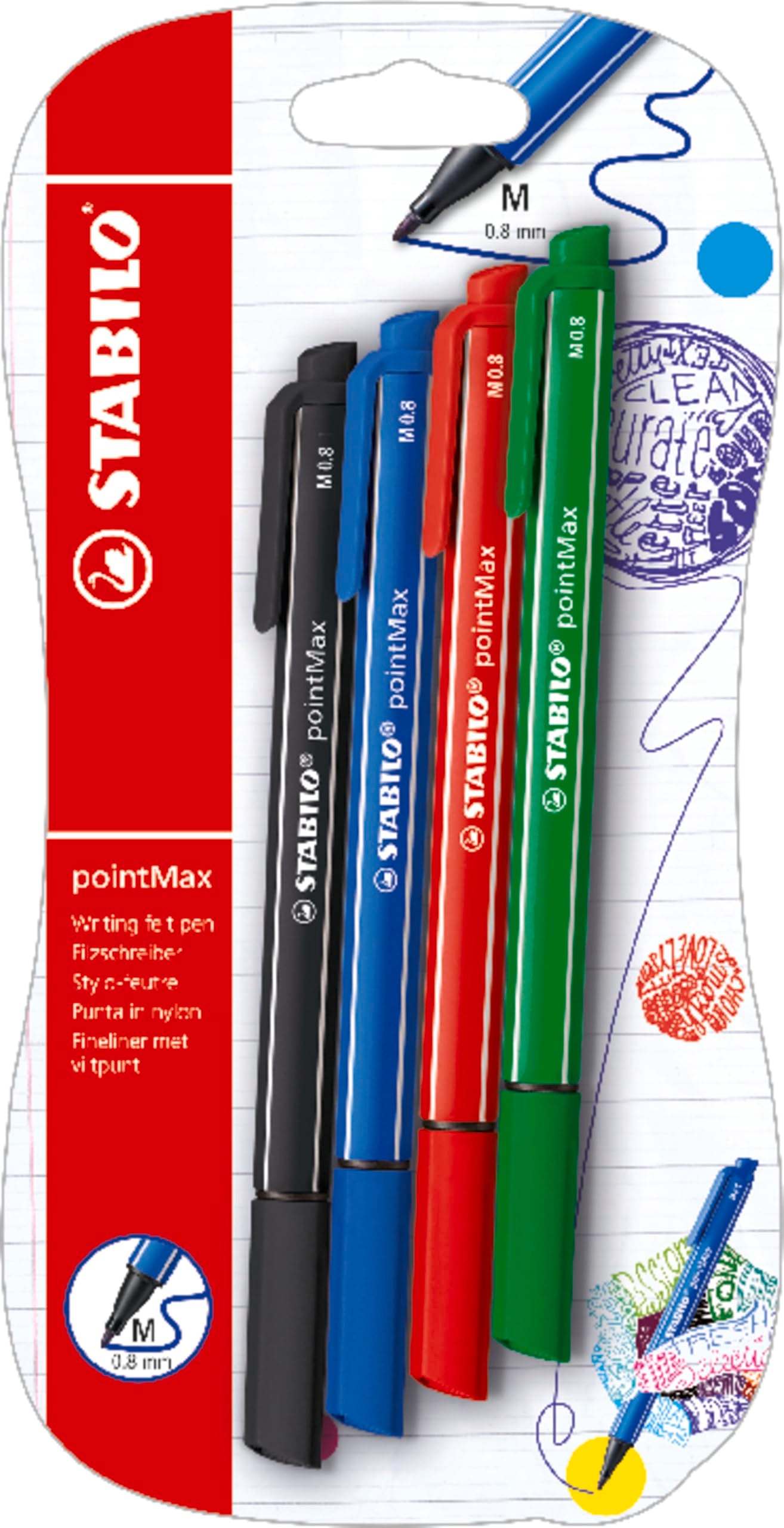Stabilo Pointmax Fineliners - 4Dlg.