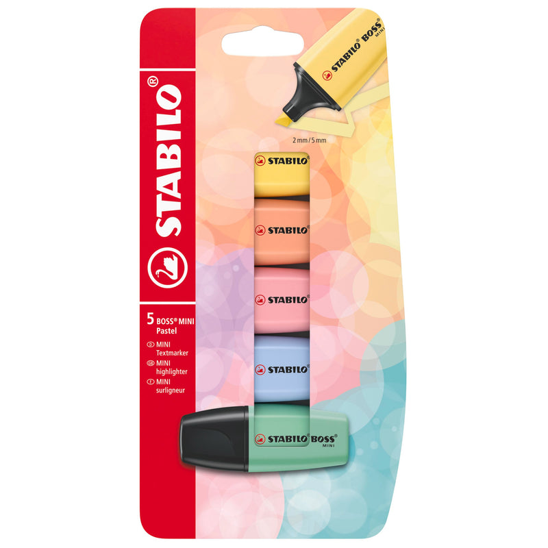 STABILO - Markeerstift - BOSS MINI Pastel - Premium highlighter - Blister met 5 kleuren