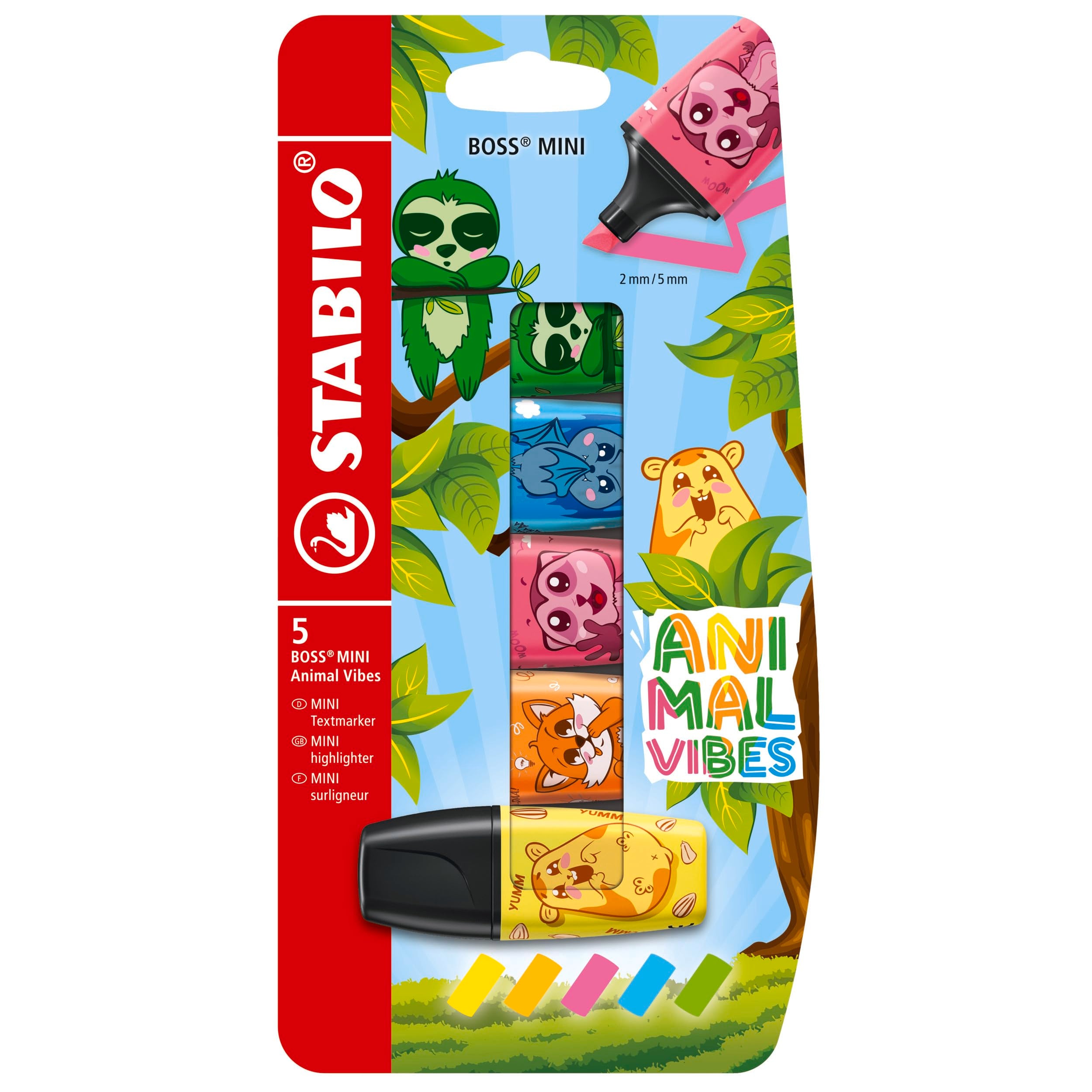 STABILO - Markeerstift - BOSS MINI - Animal Vibes - Etui met 5 kleuren