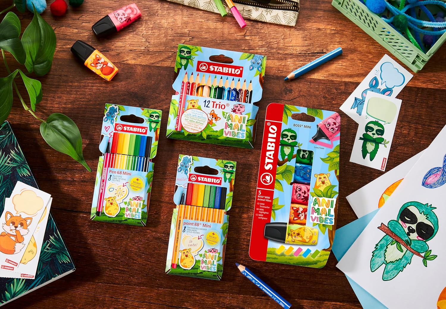 STABILO - Markeerstift - BOSS MINI - Animal Vibes - Etui met 5 kleuren