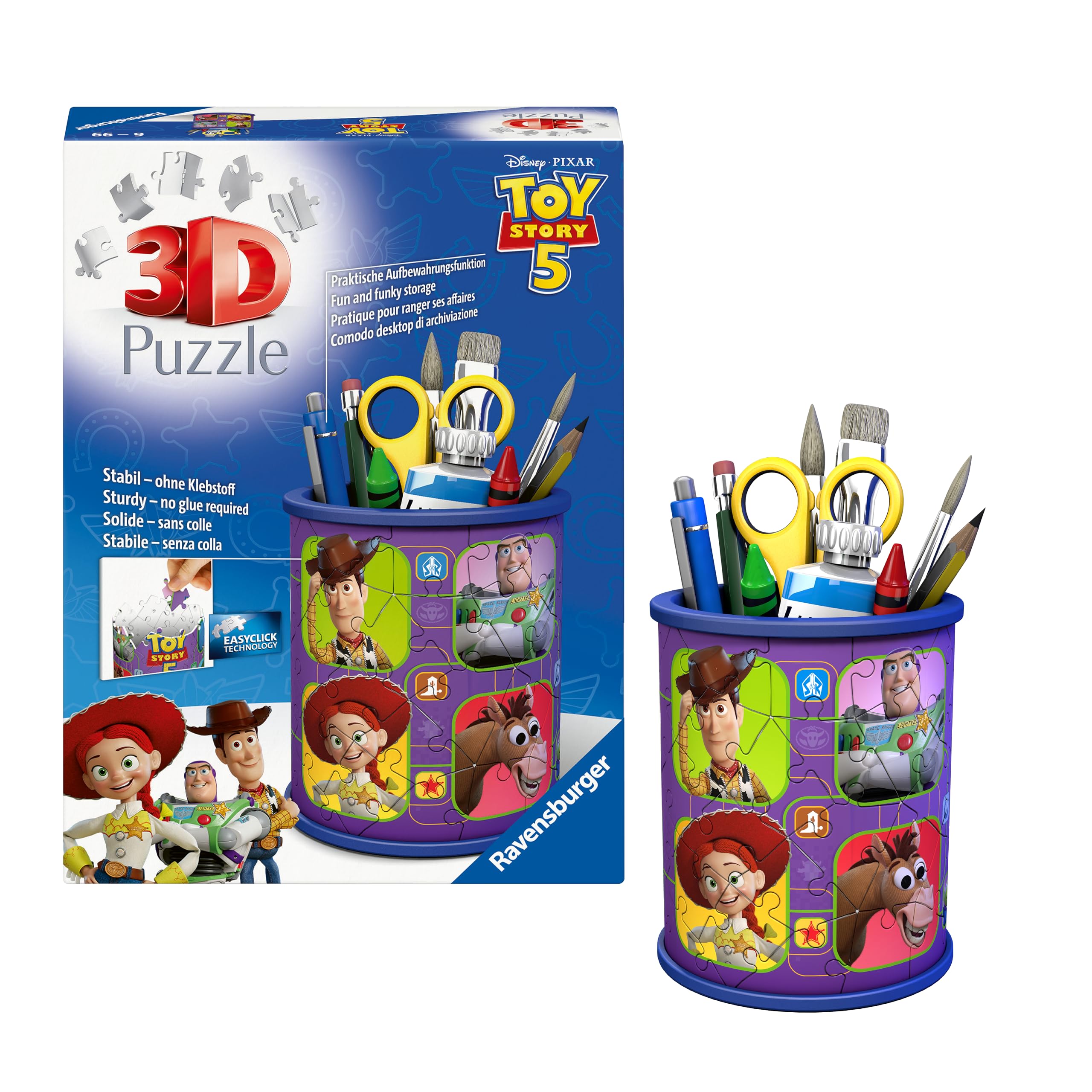Ravensburger 3D Puzzle 12008068 - Utensilo Toy Story - Stiftehalter für Toy Story Fans ab 6 Jahren, Schreibtisch-Organizer für Erwachsene und Kinder