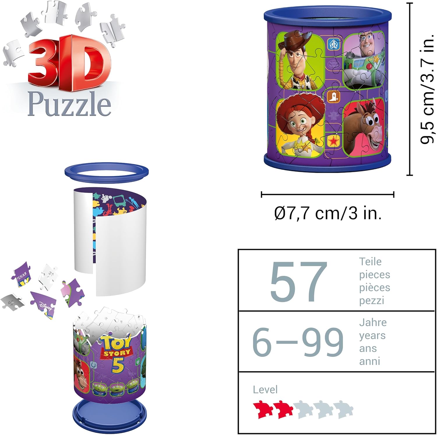 Ravensburger 3D Puzzle 12008068 - Utensilo Toy Story - Stiftehalter für Toy Story Fans ab 6 Jahren, Schreibtisch-Organizer für Erwachsene und Kinder