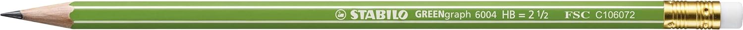 STABILO B-36606-10 Grafietpotlood met gum - GREENgraph - 3 stuks - hardheid HB